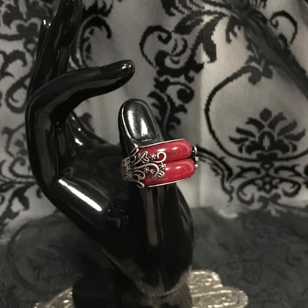 Vintage 핀터레스트 묵주 레드 오리엔탈 문양 오픈링