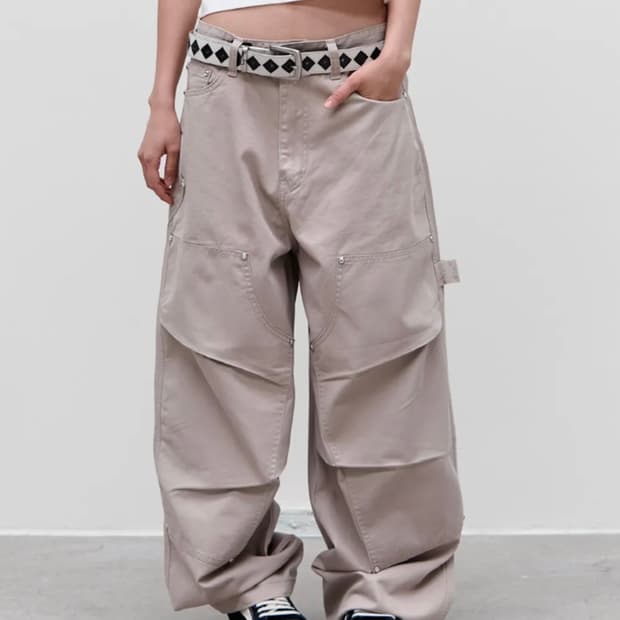 9999아카이브 주얼리 리벳 더블니 팬츠