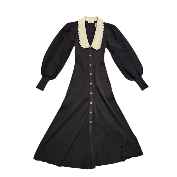 산드로 레이스 카라 블랙 롱 원피스 새상품급