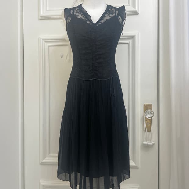 black lace shirring pleats bow opc