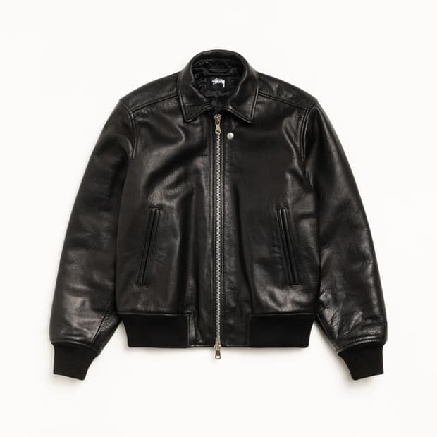 스투시 레더 플라이트 자켓 블랙 L