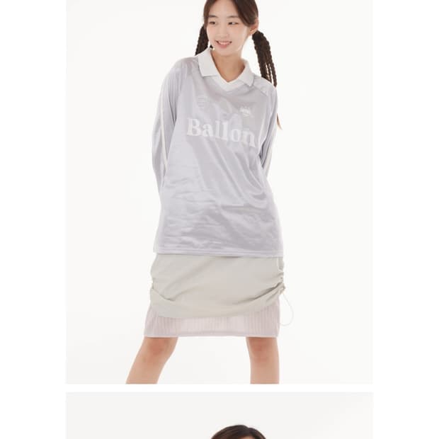 피스메이커 피케 카라 트랙 티셔츠 롱슬리브 실버