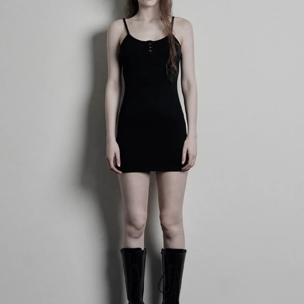 보헤미안서울 BUTTON SLEEVELESS DRESS, BLACK