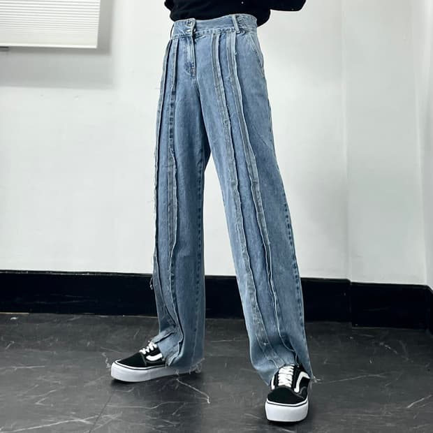 (새상품) 36in 루오니어 그런지 와이드 데님 팬츠