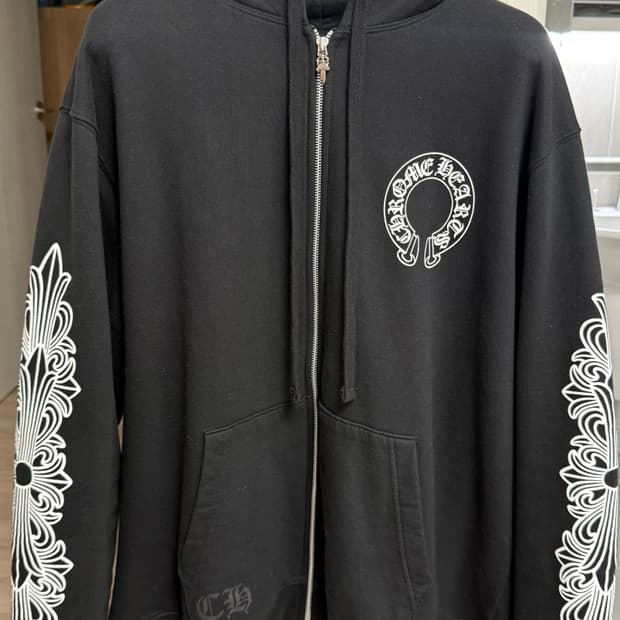 [XL] 크롬하츠 홀스슈 플로랄 헤비웨이트 후드집업 블랙