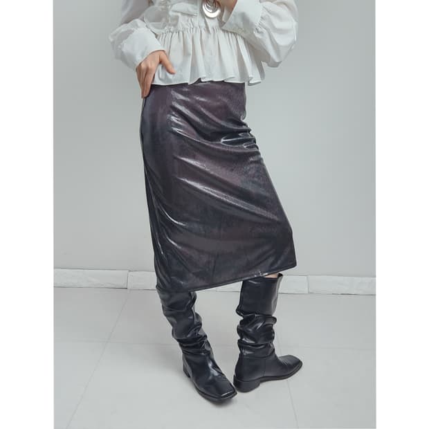 (made in france)글로시 패턴 스커트