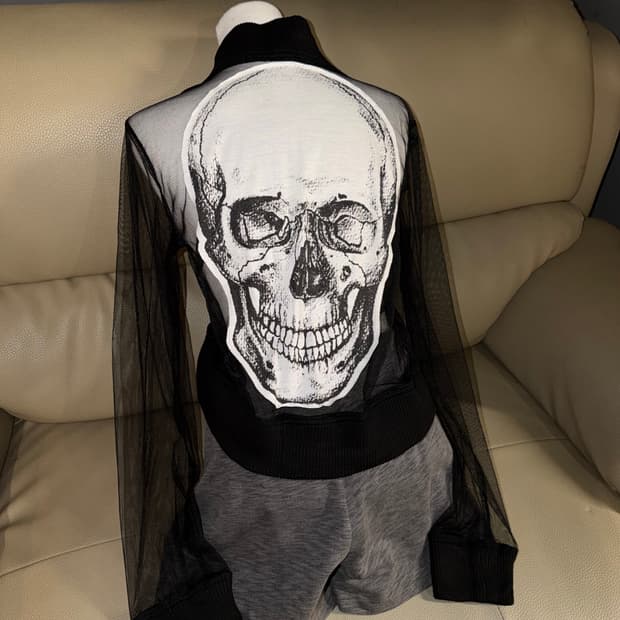 Glad news back skull see-through jk