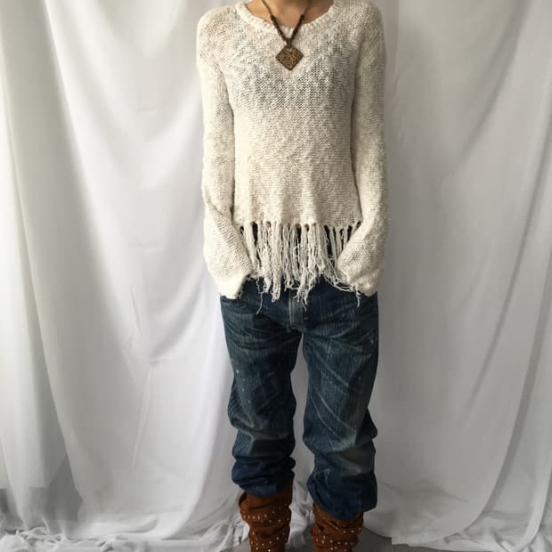 Fringe point net knit