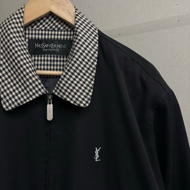 입생로랑00s 블랙 체크카라 자켓