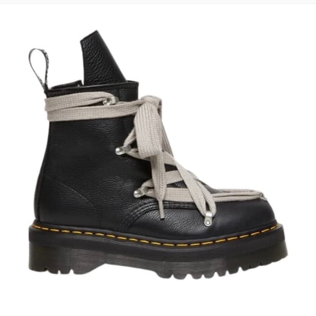 닥터마틴 x 릭 오웬스 1460 RO 레더 레이스 업 플랫폼 부츠 블랙