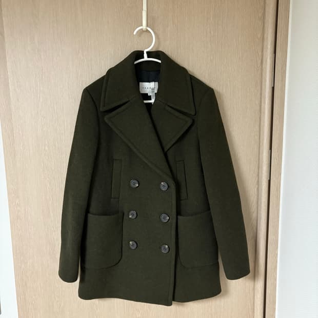 Sandro 울 피코트 카키 