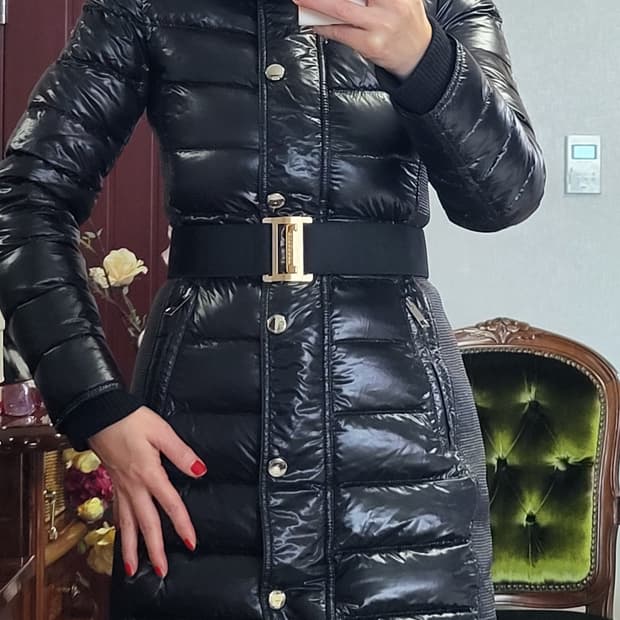 정품 버버리 유광 패딩 애비데일 아비데일 폭스 퍼