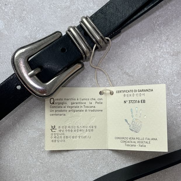 Oribell 이탈리아 베라펠레 소가죽 클래식 웨스턴 벨트 블랙