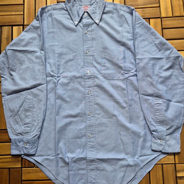 80s 브룩스 브라더스 블루 ocbd 셔츠 USA Made
