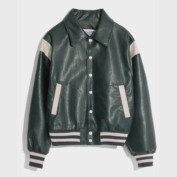 [M] 벌스데이수트 에코 레더 스타디움 자켓 (그린)