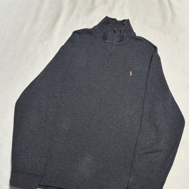 L 폴로랄프로렌 그레이 반집업 코튼 니트