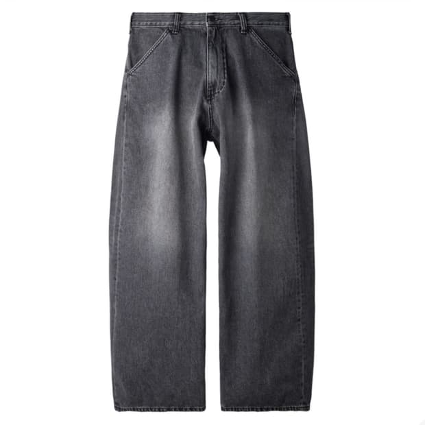 해칭룸 와이드 커브진 워시드 블랙