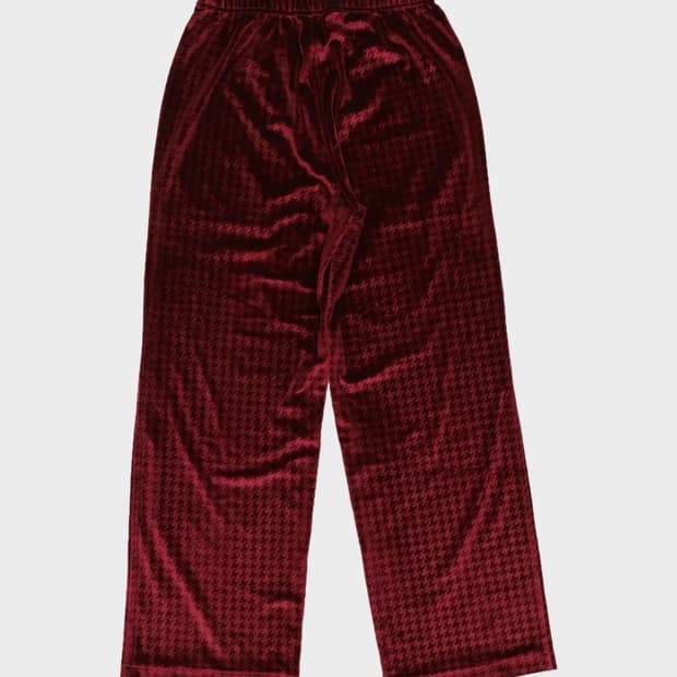 Hound‘s Tooth Velvet Velour Pants (Red)