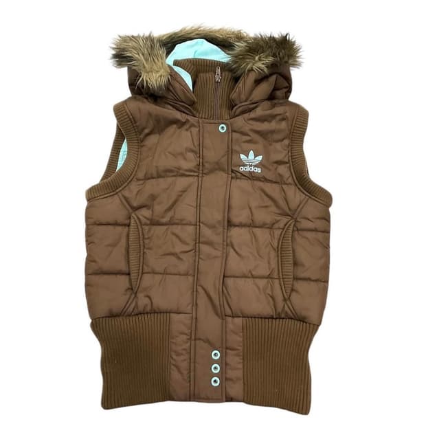 아디다스 민트브라운 조끼패딩