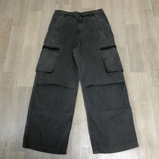 (30) 새상품 쿠어 COOR 오버 다잉 페이디드 워크 팬츠 워시드 카키