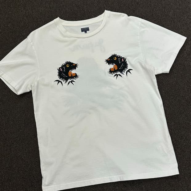 L)토요 엔터프라이즈 빈티지 블랙 타이거 자수 스카 티셔츠