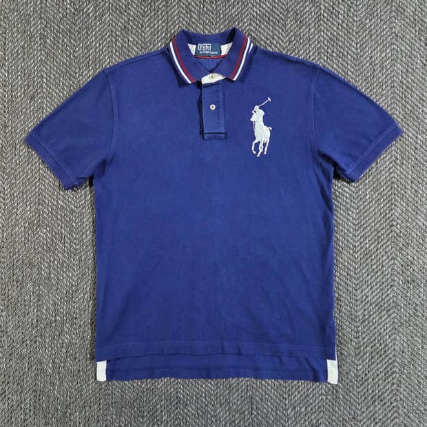 폴로 랄프로렌 빅포니 블루 카라 반팔티
