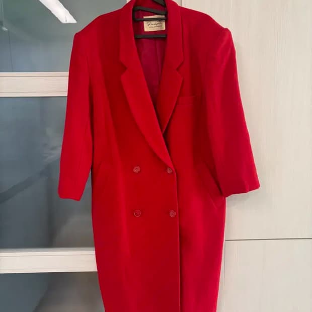 빈티지 울코트_ 레드 울 혼방 코트 (오버핏)