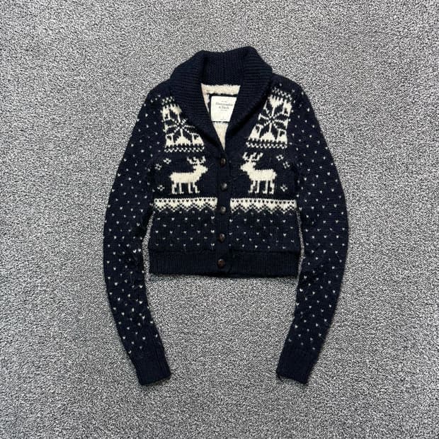 Name : 아베크롬비 딥네이비컬러 크롭 노르딕 쉐르파 가디건 :) 