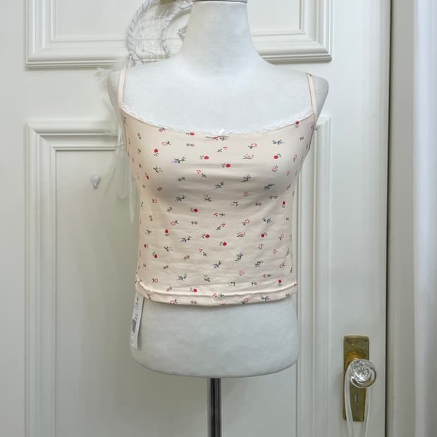 sheer coral lace point crop sleeveless