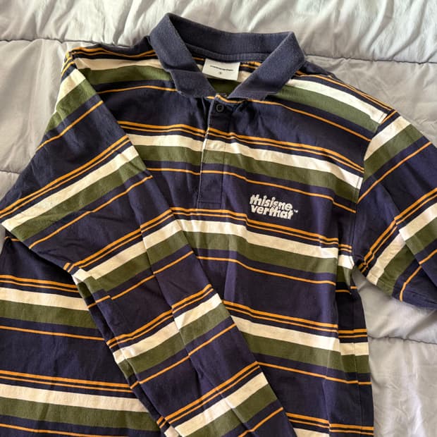 [S size] 디스이즈네버댓 스트라이프 카라 롱슬리브티