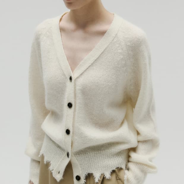 솔티페블 모헤어 디스트로이드 가디건 