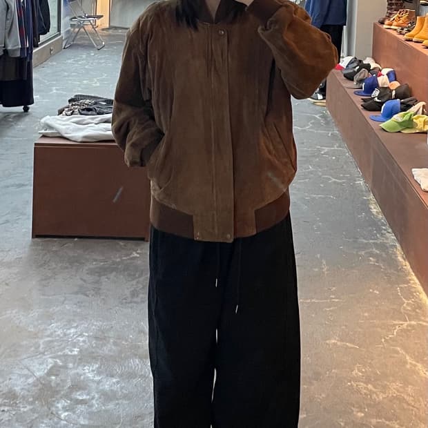 빈티지 브라운 스웨이드 봄버 자켓 H1282