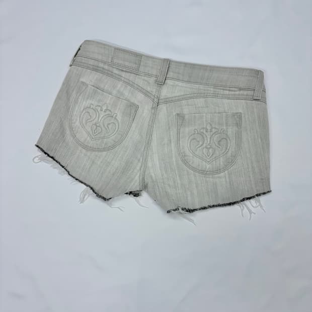 00s 로우라이즈 연그레이 데님 핫팬츠