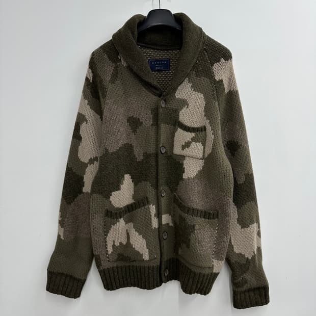 100 비슬로우 밀리터리 카모 남자 하프 가디건
