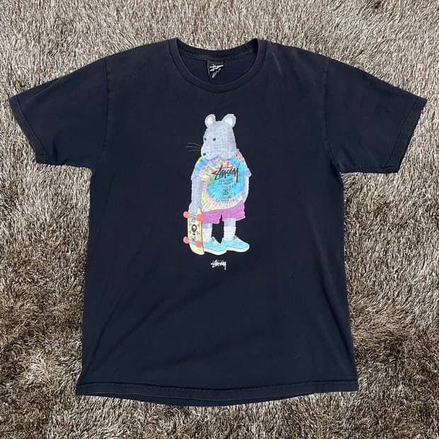 스투시 stussy 블랙 그래픽 반팔 티셔츠 M