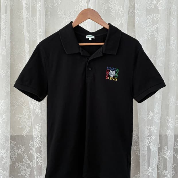 100) 겐조 KENZO 타이거 로고 반팔 카라티 블랙