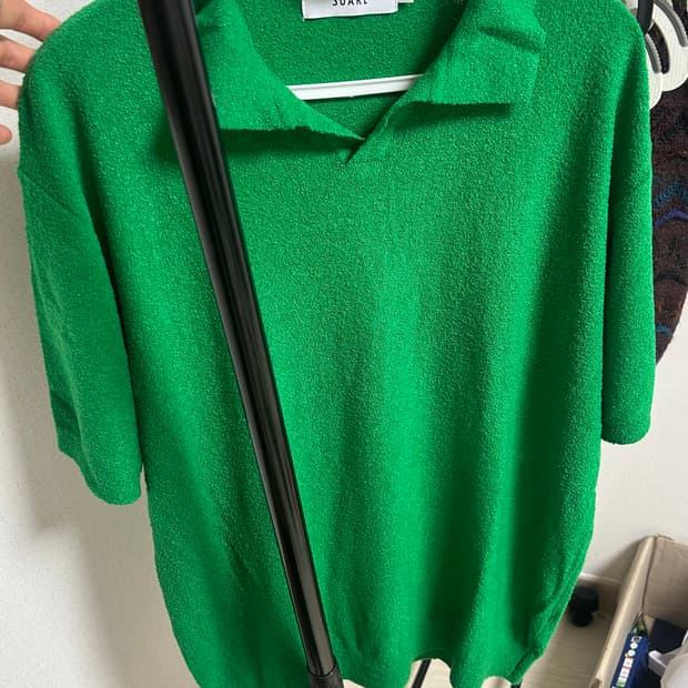 수아레 부클 카라 반팔 니트 그린L