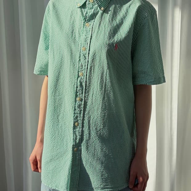 [M]폴로 랄프로렌 시어서커 클래식핏 스트라이프 반팔 셔츠