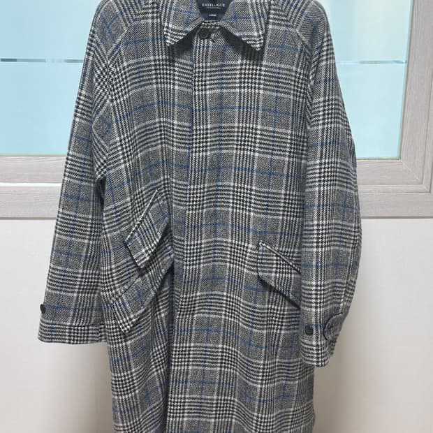 이스트로그 발마칸 코트: 베이지x블루 체크 / L