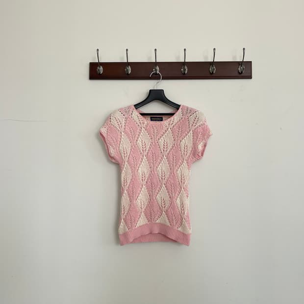 재팬 빈티지 딸기 우유 반팔 니트