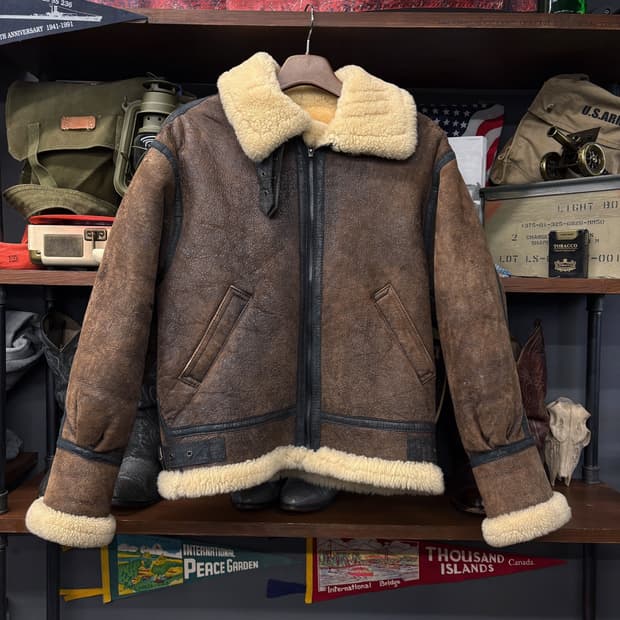 90s 미공군 B-3 TYPE 리얼레더 양털무스탕 플라이트 자켓 N484