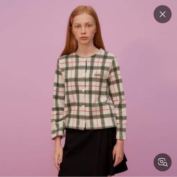 디어스토커 나무가디건 그린 체크가디건