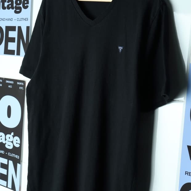 (2XL-3XL) 게스 반팔 티셔츠 블랙 빅사이즈 무지-7AF5