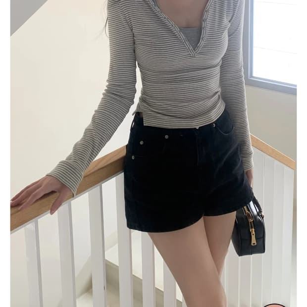 제니오 글림 참 스트라이프 롱슬리브