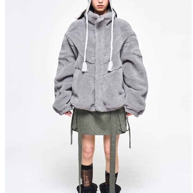 YEEL LOGO FLEECE JACKET GREY 후리스 자켓