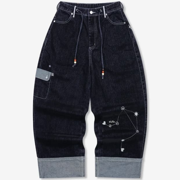 루나키후 호시조라 벨벳 데님 와이드 팬츠 3