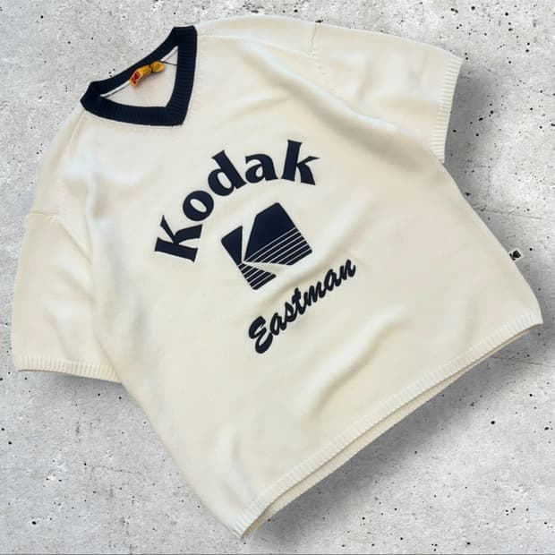 [M] 코닥 Eastman 반팔 니트 스웨터 아이보리 화이트 D865
