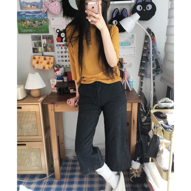 vintage henley neck multi button mustard