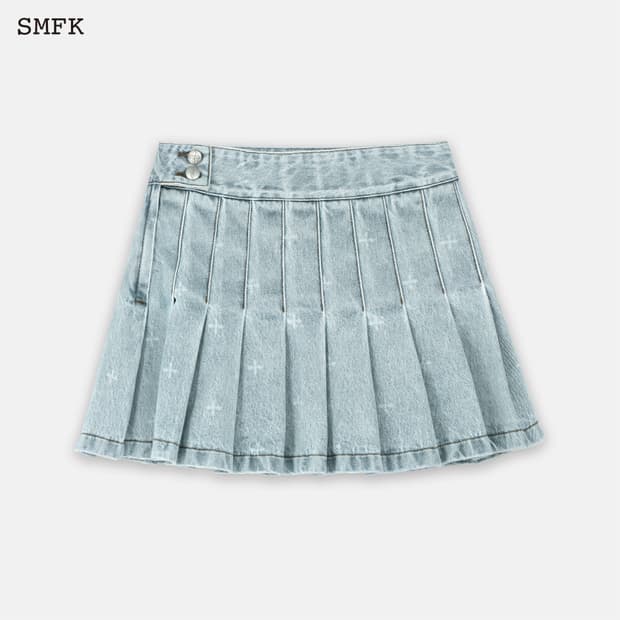 Smfk 가든 데님 플리츠 스커트 M