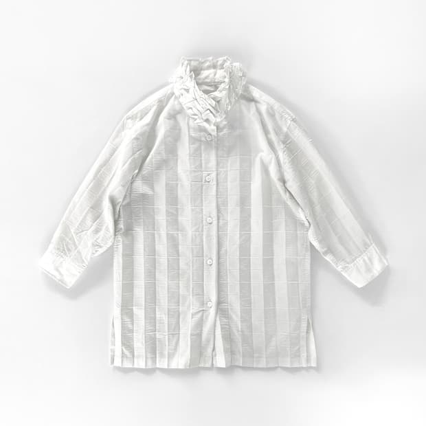 90~00s 이세이 미야케 화이트 라벨 플리츠 카라 셔츠